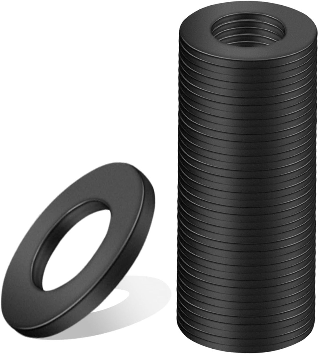 Ringen, M8 x 16 mm, zwart, 40 stuks, afstandhouders voor carrosserie en koolstofstaal voor reparaties in huis, schroeven en staaf