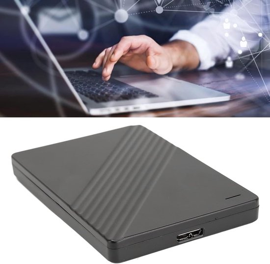 Externe Harde Schijf - Draagbare Opslag - Bestanden Overzetten - Ultradun Aluminium - 2.5 Inch - Zwart — afbeelding 2