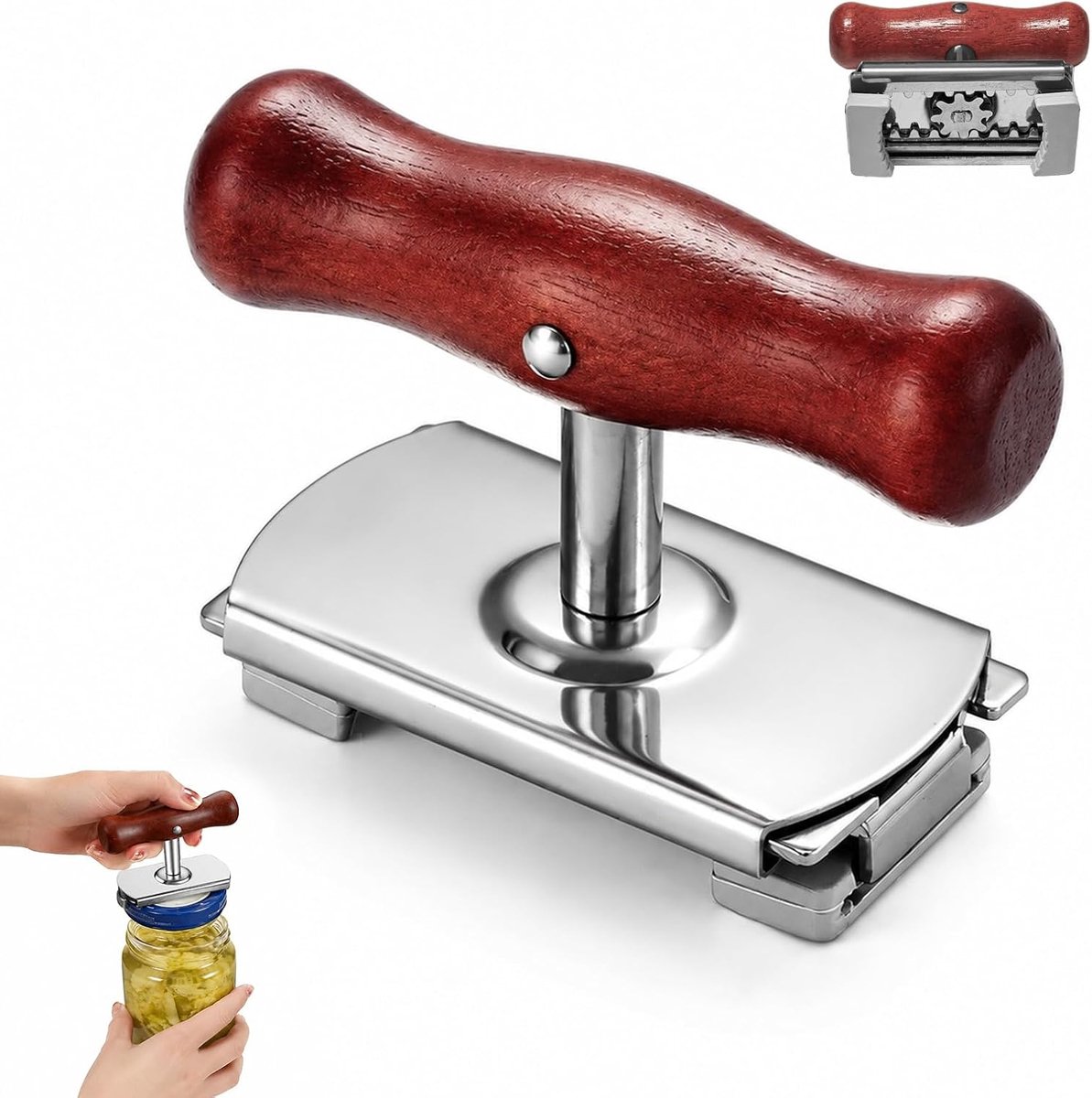 Blikopener van roestvrij staal, glasopener voor senioren, glasopener met schroefdekselopener met verstelbare handgreep voor familie, picknick, winkel