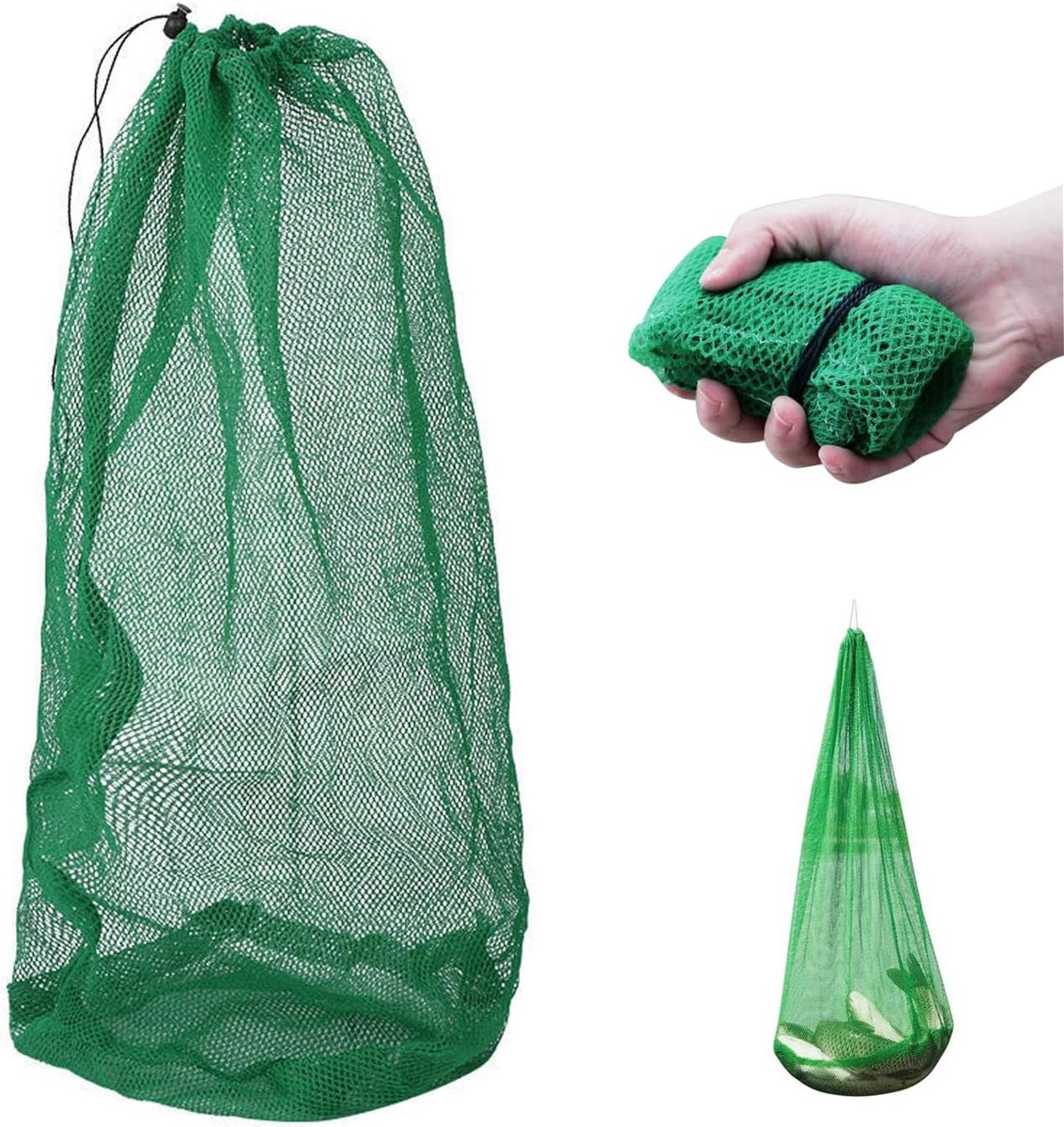 Nylon Visnet, visverzameltas, fijnmazige verdikte tas, opvouwbare lange visnettas