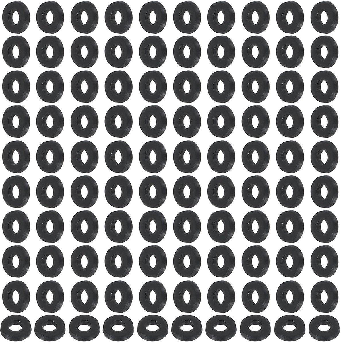 Platte afdichtingen, 120 stuks 2 mm ID 5 mm OD 1 mm dik kunststof afdichtingen platte ronde onderlegringen afdichtingsafdichtingen vervanging, zwart