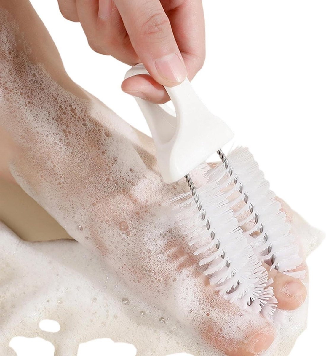 Teenborstel Voetenschrubber - Teennagelreiniger Douche - Dagelijkse Voethygiëne - Ergonomisch Handvat - 15 x 7 x 5 cm - Wit