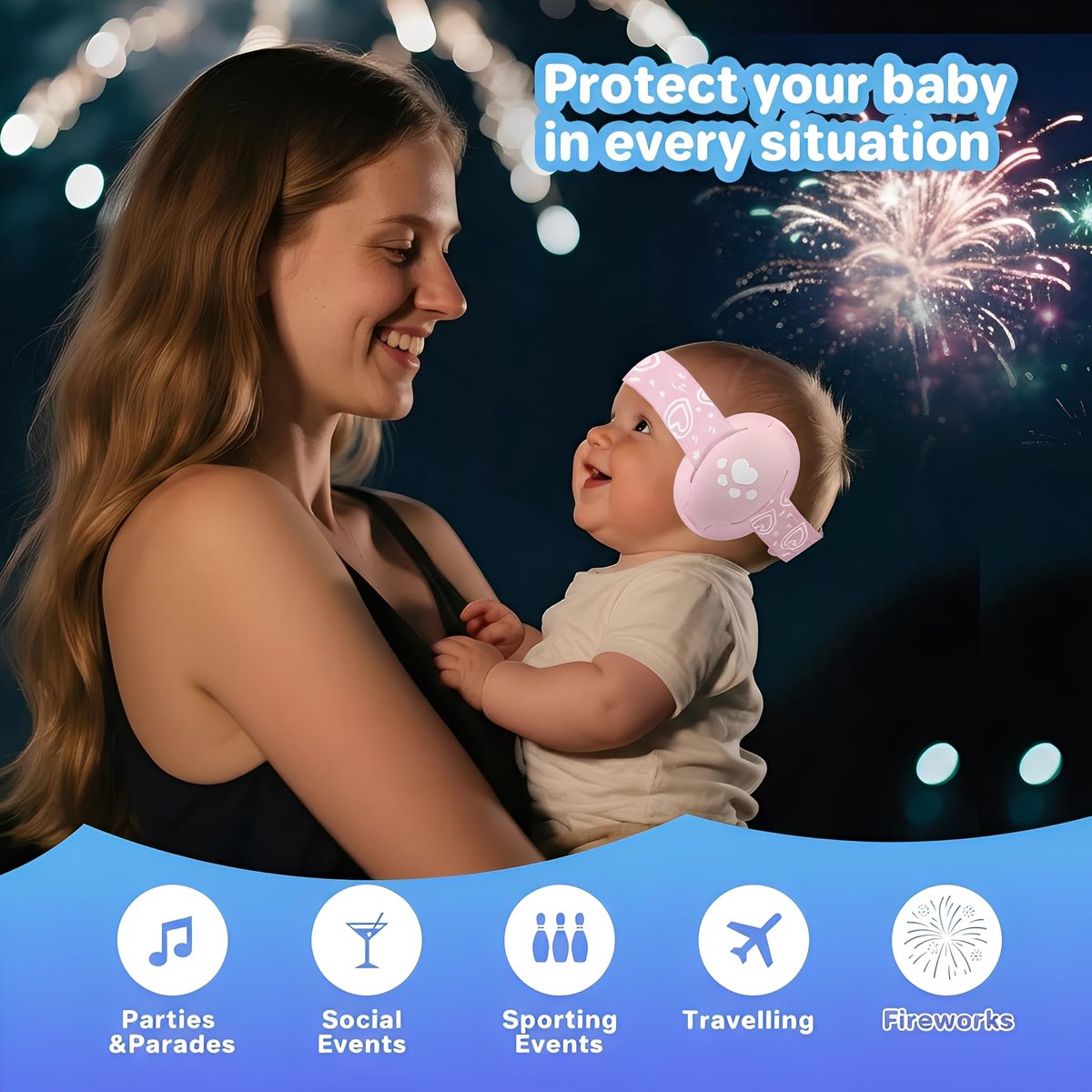 Oorbeschermers voor baby's - hartvormig - ruisonderdrukkend - verbeter de slaap - roze - SnelShoppen
