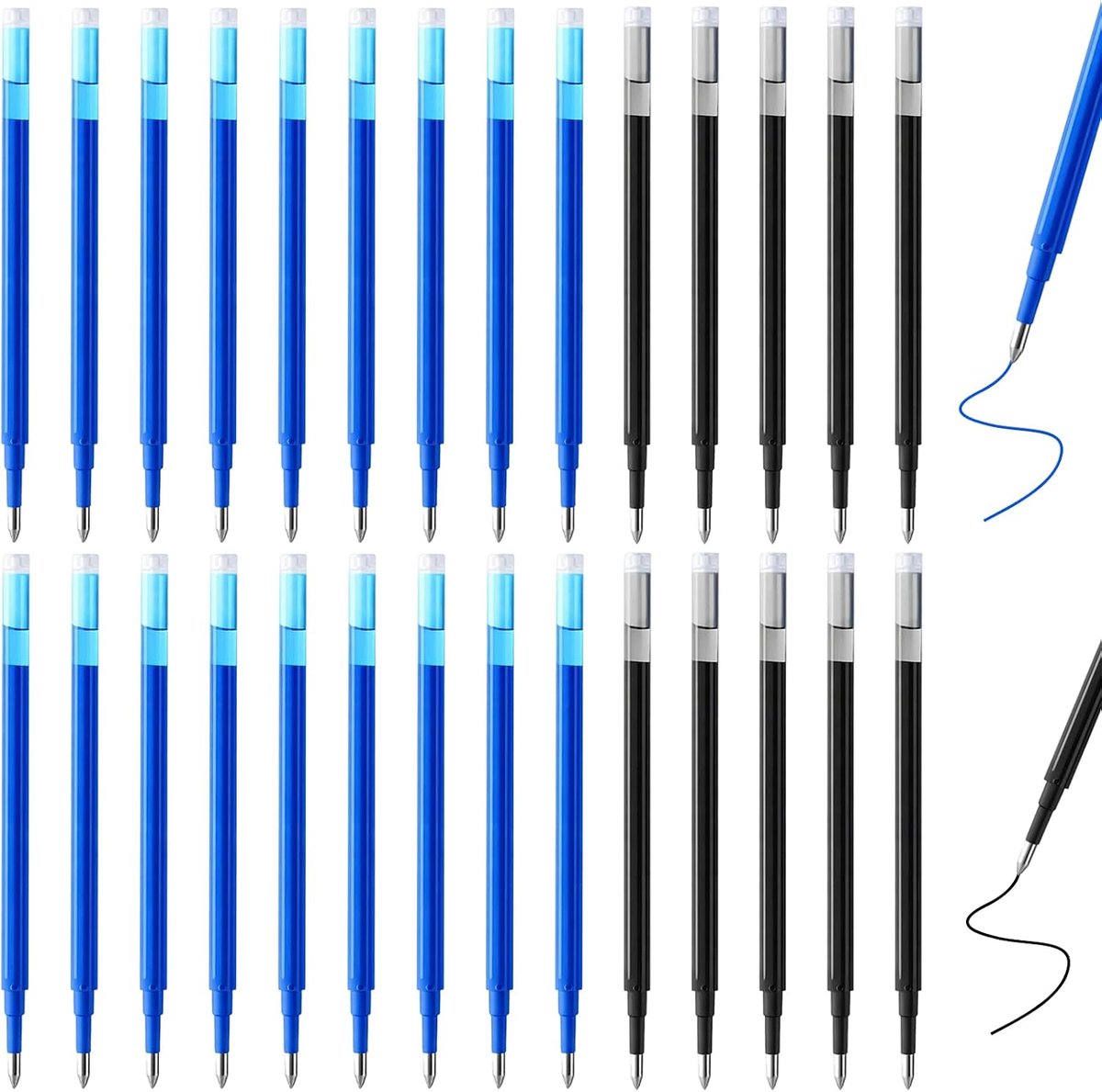Vulpen navullingen 0.7 mm - 28 vervangingen - 18 blauw en 10 zwart - ideaal voor school en kantoor - SnelShoppen