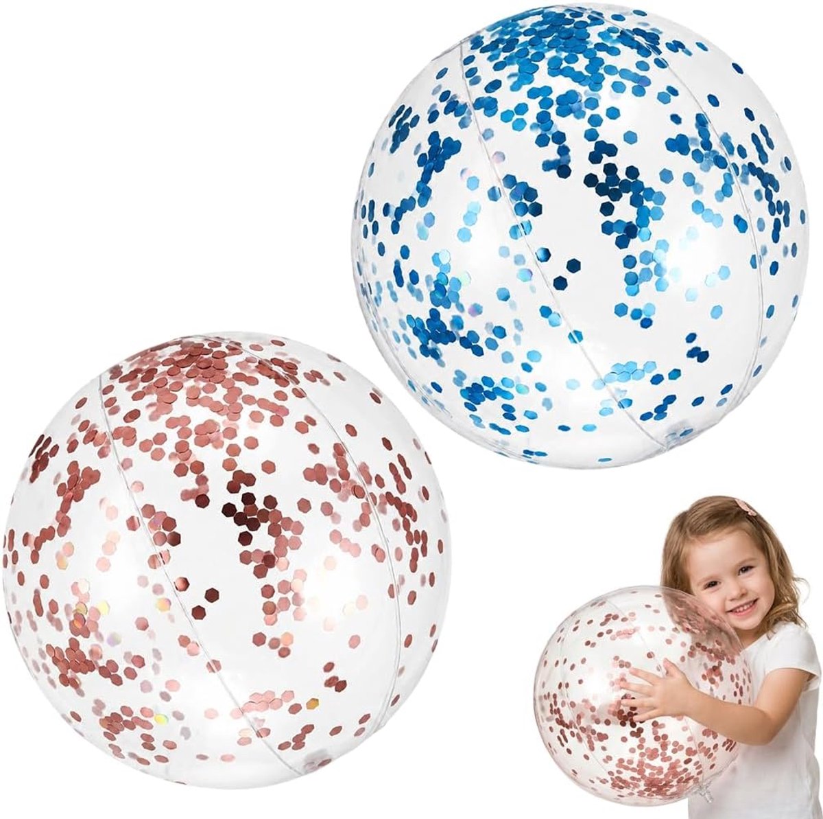 Opblaasbare waterballen 2 stuks - glitterend ontwerp - voor zwembad of strand - unieke zomerpret - SnelShoppen