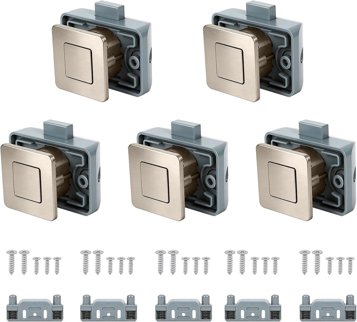 Pushbutton Kastsloten 30mm - Vierkant Ontwerp - Sleutelloos - Ideaal voor Caravan en Boot - SnelShoppen
