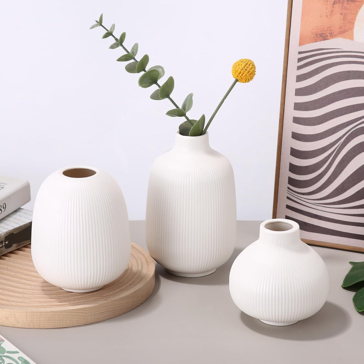Vazen set van 3 - keramisch - modern ontwerp - decoratie voor bloemen - SnelShoppen