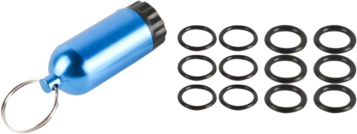SnelShoppen - Mini Duikfles met 12 O-Ringen en Messing Duik Sleutelhanger, Aluminium Alliage Ventiel Seal Kit voor Duiken en Onderhoud van Duikflessen