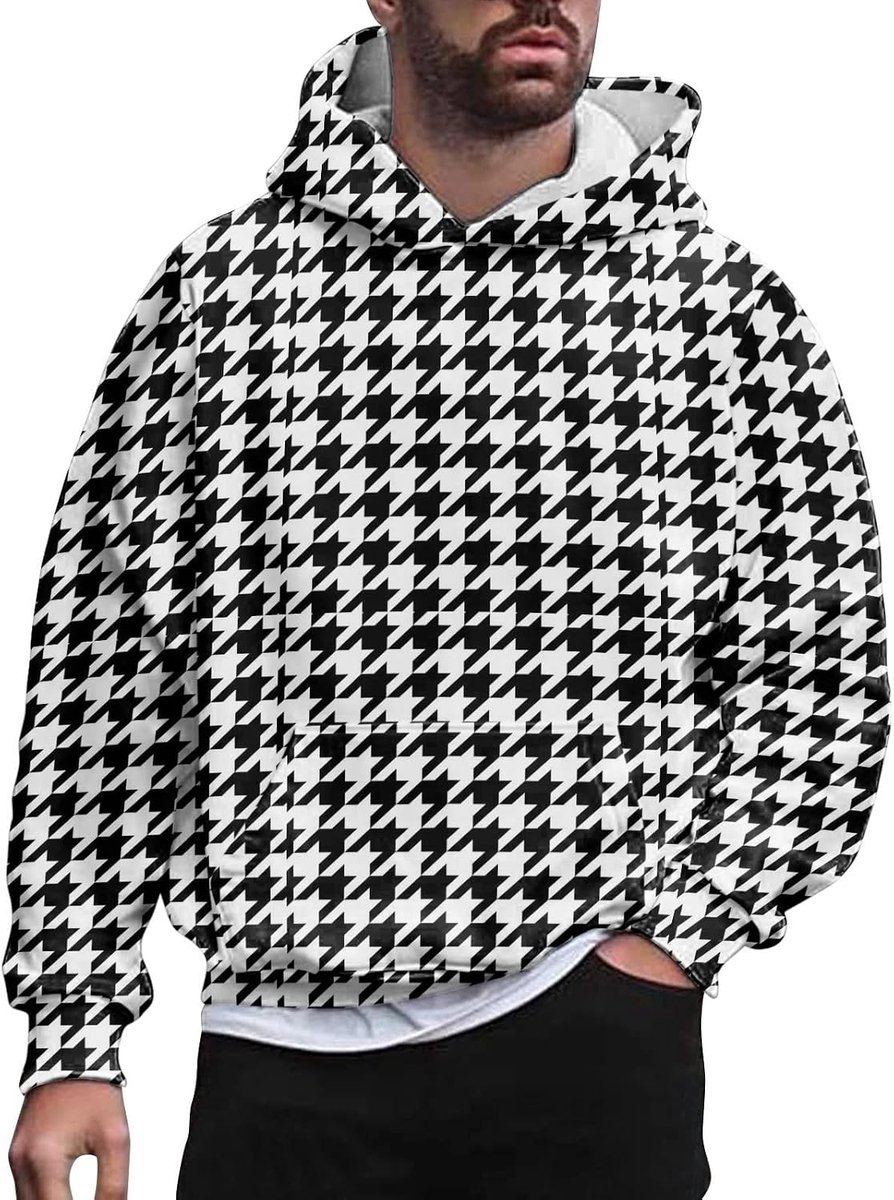 Capuchontrui heren regular fit - katoen - plaid print - ideaal voor vrije tijd - SnelShoppen