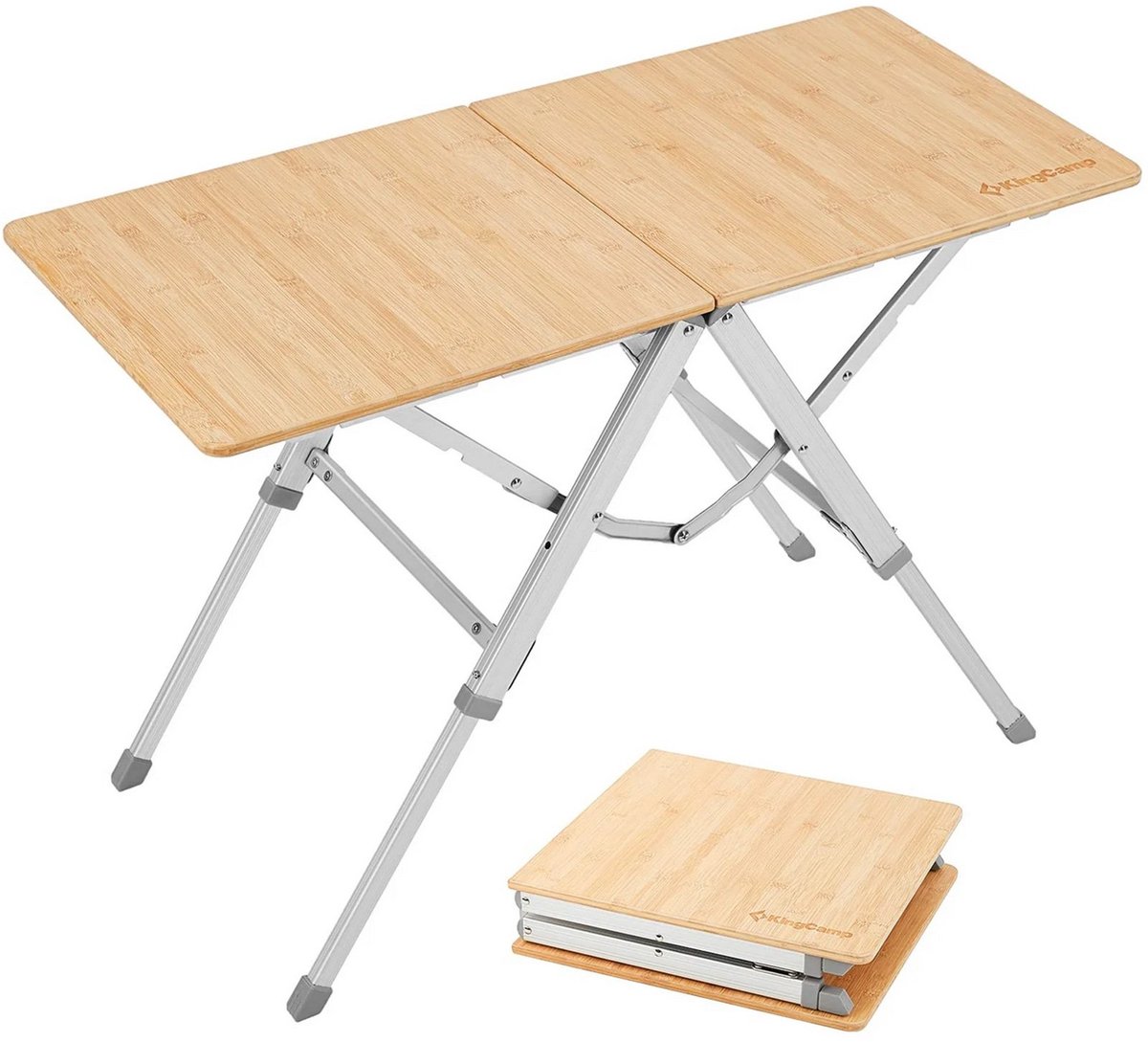 Campingtafel Bamboo Duo Klaptafel - Verstelbare kampeertafel van aluminium en bamboe