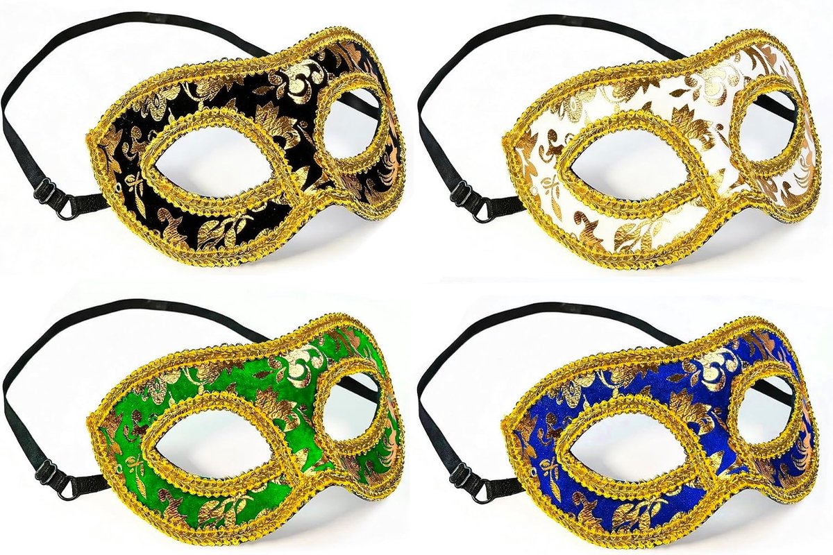 Venetiaans masker 4-delig - verstelbare riem - zachte voering - perfect voor Halloween - SnelShoppen