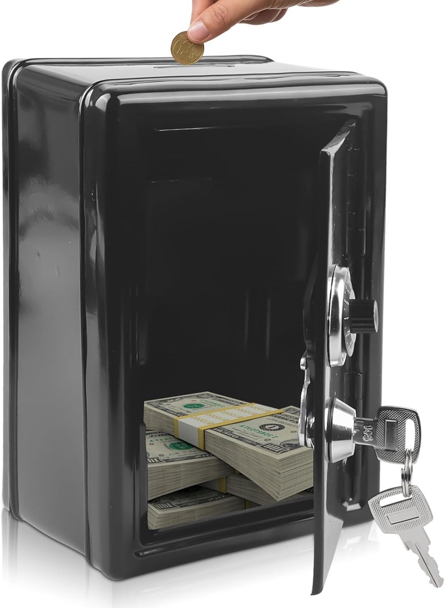 Spaarpot met Veiligheidsbox 12 x 18 x 10 cm - Zilver - Combinatieslot - Veilig opslaan van geld - SnelShoppen