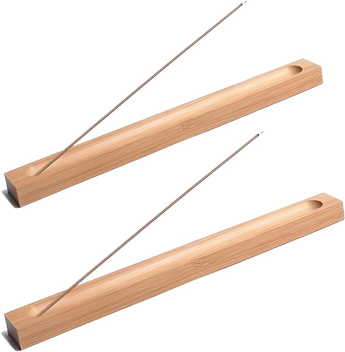 Wierookhouder hout met asverzamelaar - 2 stuks bamboe - duurzaam design - perfect voor meditatie - SnelShoppen