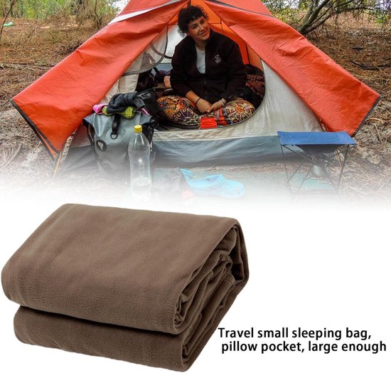 Fleece Slaapzak Liner - Binnenvoering Slaapzak - Kamperen en Reizen - Ademend Polar Fleece Materiaal - 180x75 cm - Khaki — afbeelding 5