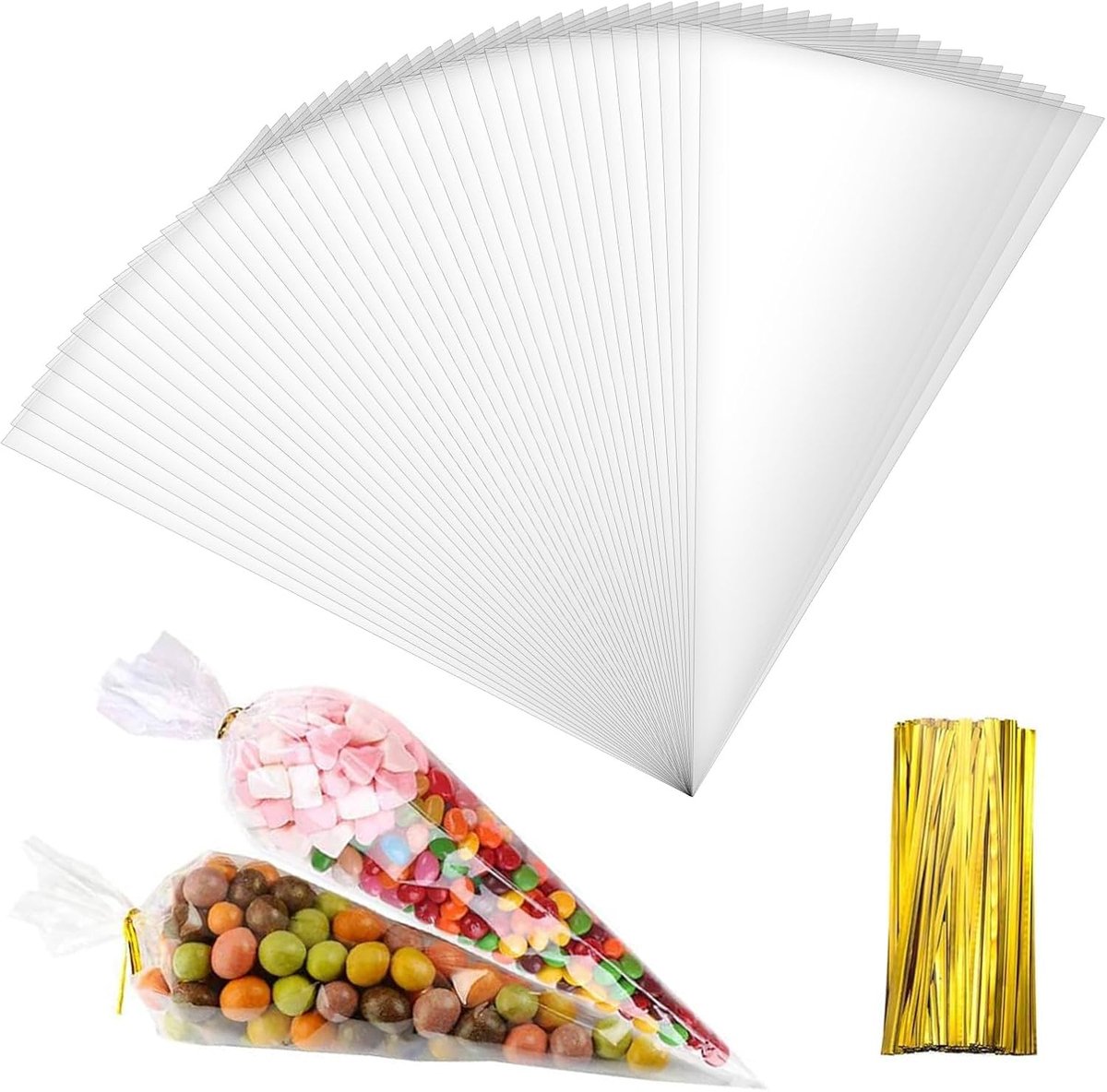 Transparante conische zak - glazen papieren zak - 1 stuk - ideaal voor cadeauverpakking - SnelShoppen