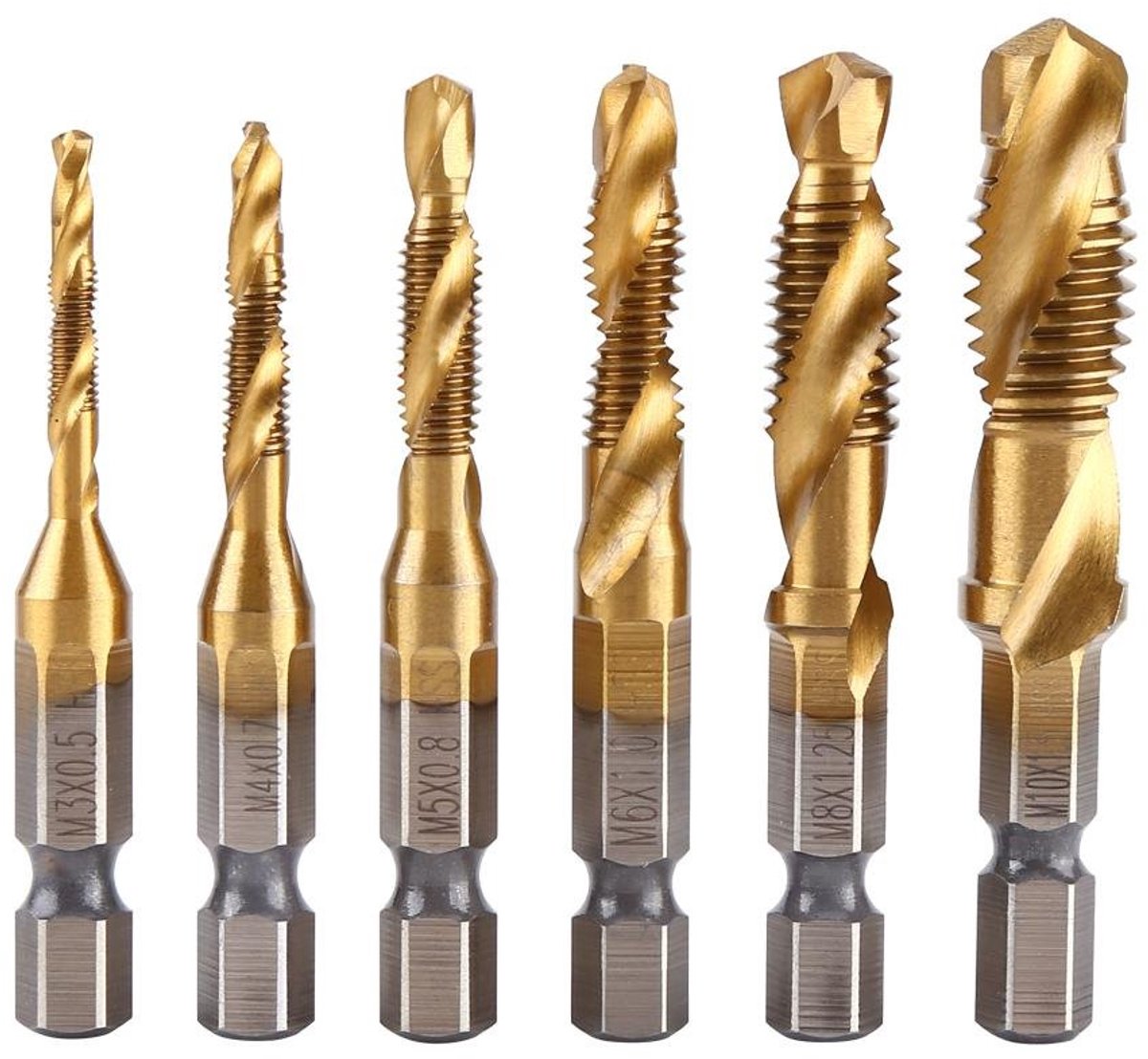 Boormachine Tap Bit Set M3-M10 - HSS Coated - 6 Stuks voor Draaibank - Precisie Tappen - SnelShoppen