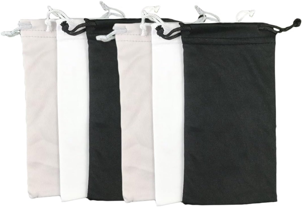 Brillenkoker set 6 stuks - zachte brillenzakjes - verstelbaar trekkoord - multifunctioneel voor brillen en meer - SnelShoppen