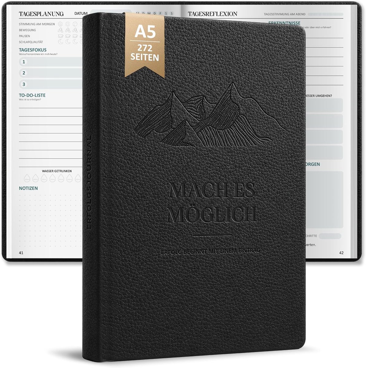 Dagplanner zwart - reliëf - dagboek - organiseer je leven - SnelShoppen
