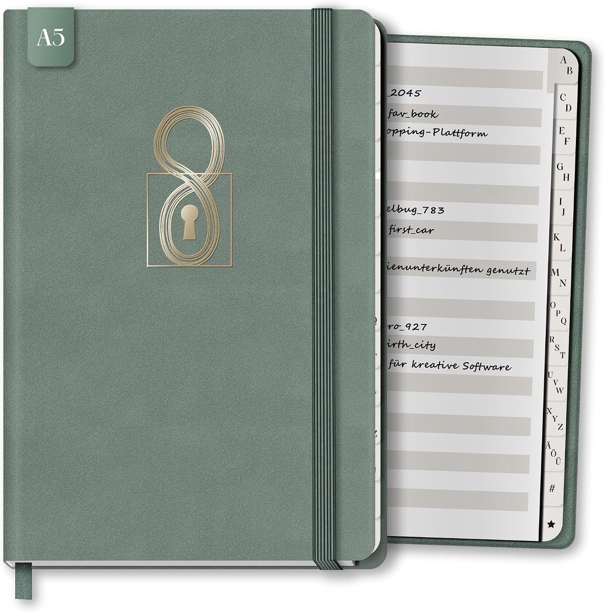 Notitieboek - speciale sleutelvorm - groen - ideaal voor wachtwoorden - SnelShoppen