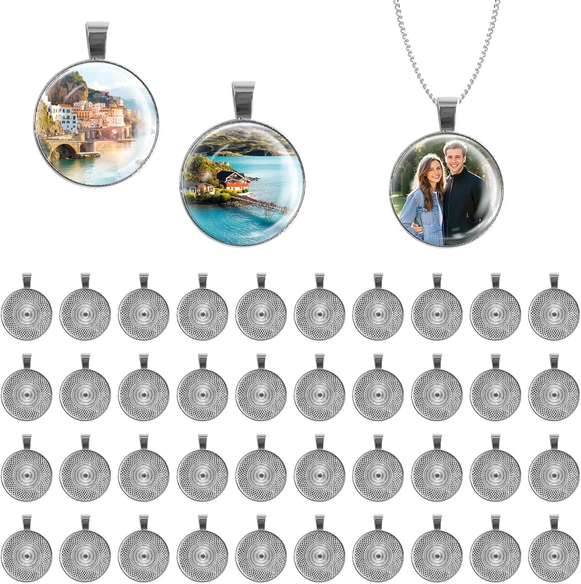 Ronde hangers 25mm - Zilverkleurig - Bezel trays set - Voor doe-het-zelf fotosieraden - SnelShoppen