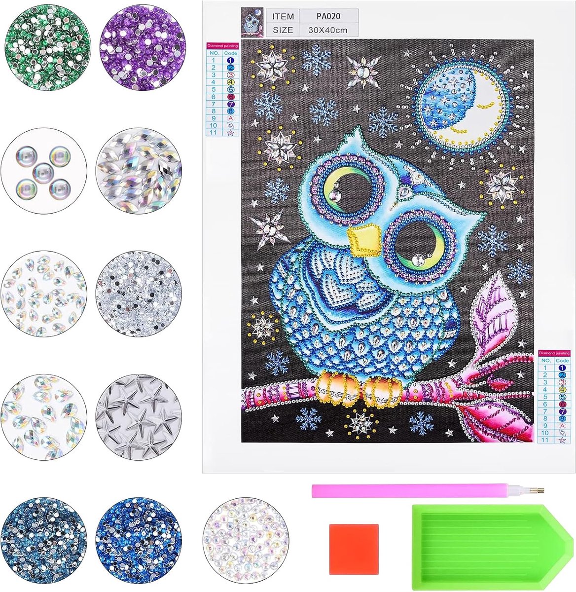 Diamond painting uil voor tienermeisjes 9-12 jaar - 5D kunstset - eenvoudig en creatief - unieke woondecoratie - SnelShoppen