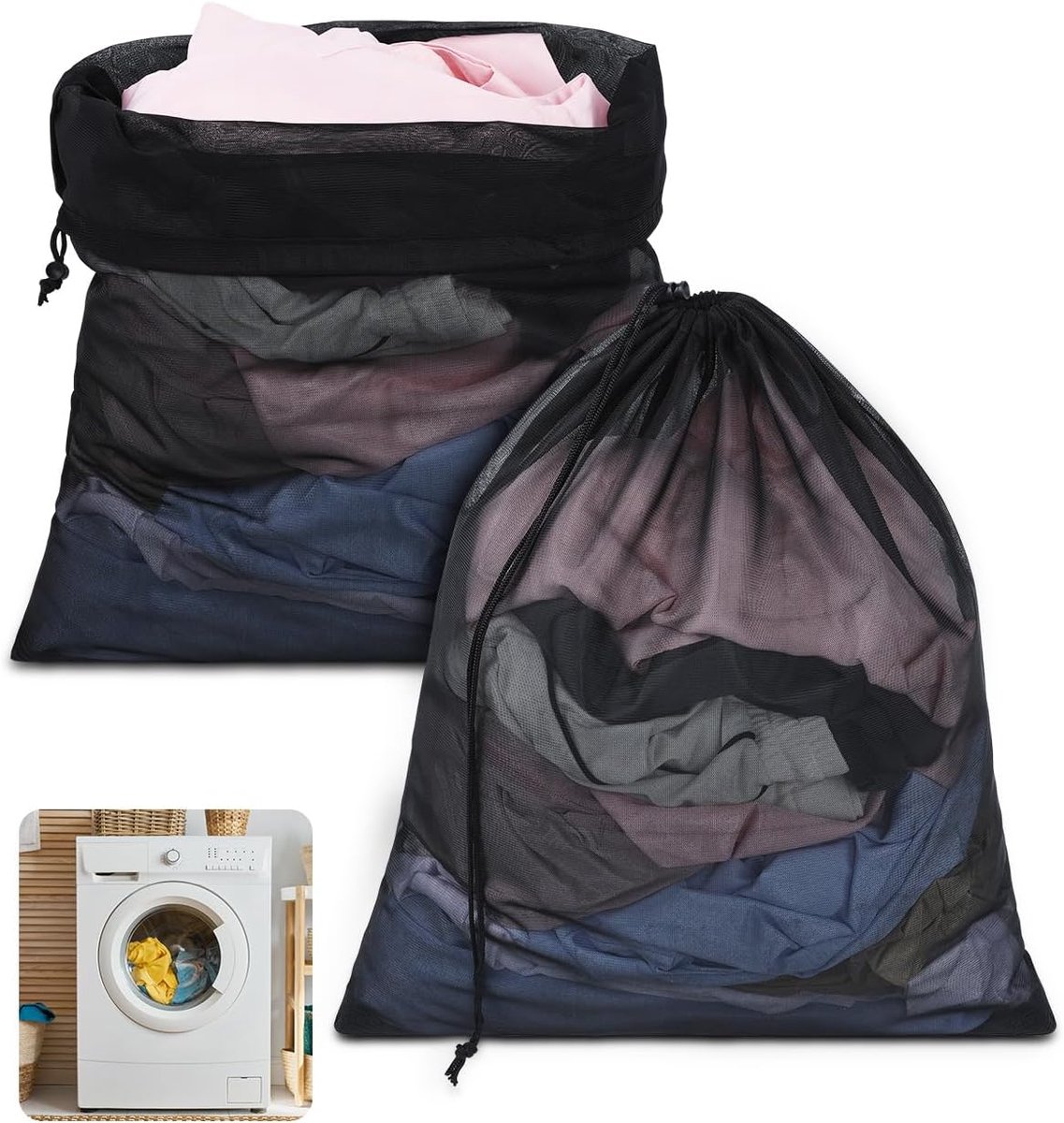 Waszakken voor wasmachine 50 x 60 cm - Set van 2 - Fijn gaas - Ideaal voor delicate was - SnelShoppen