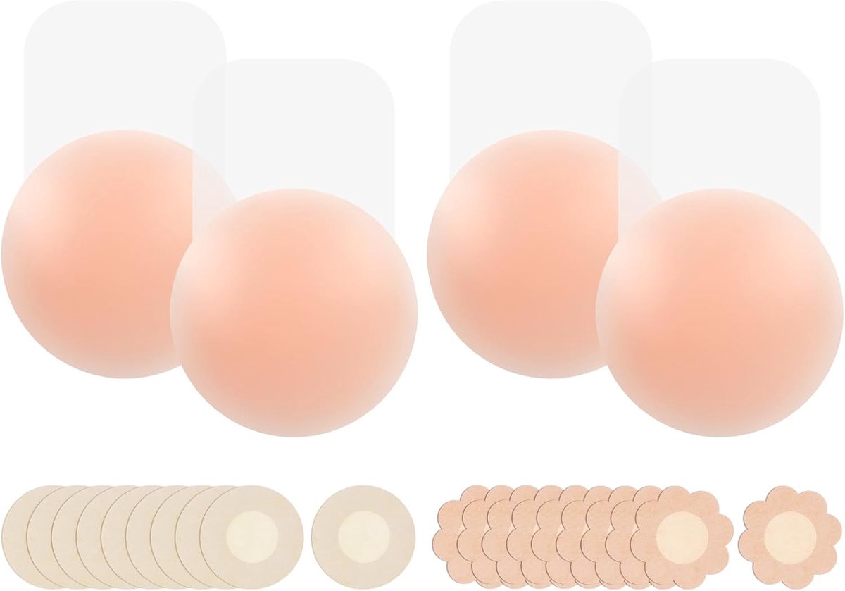 Siliconen plakbeha 2 paar - push-up en 10 paar tepelcovers - onzichtbaar en strapless - SnelShoppen
