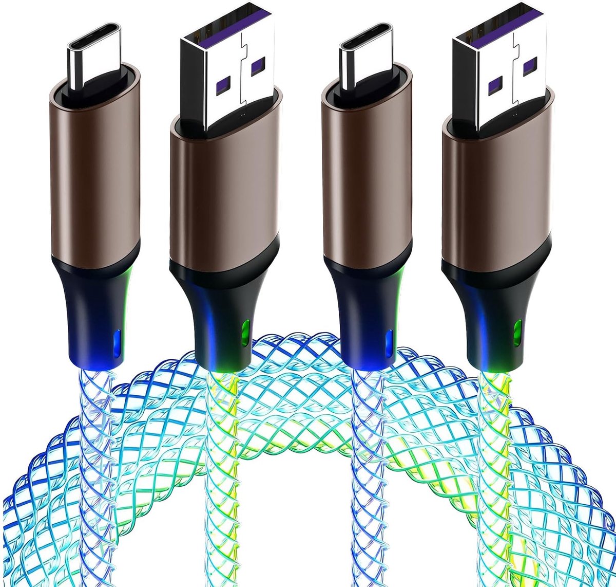 USB A naar USB C-kabel, helder, RGB led - ShopVlot