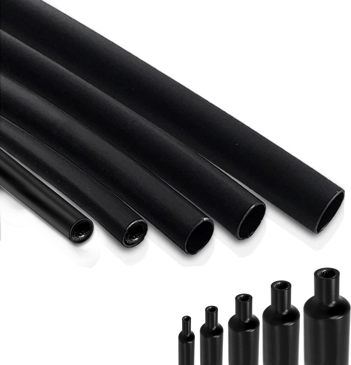 Taiyeestar 3 Meter Heat Shrink Tubing 3:1 (Ø12,7/15,4/19,1/25,4/30mm), Heat Shrink Tubing with Glue, Black Heat Shrink - ShopVlot