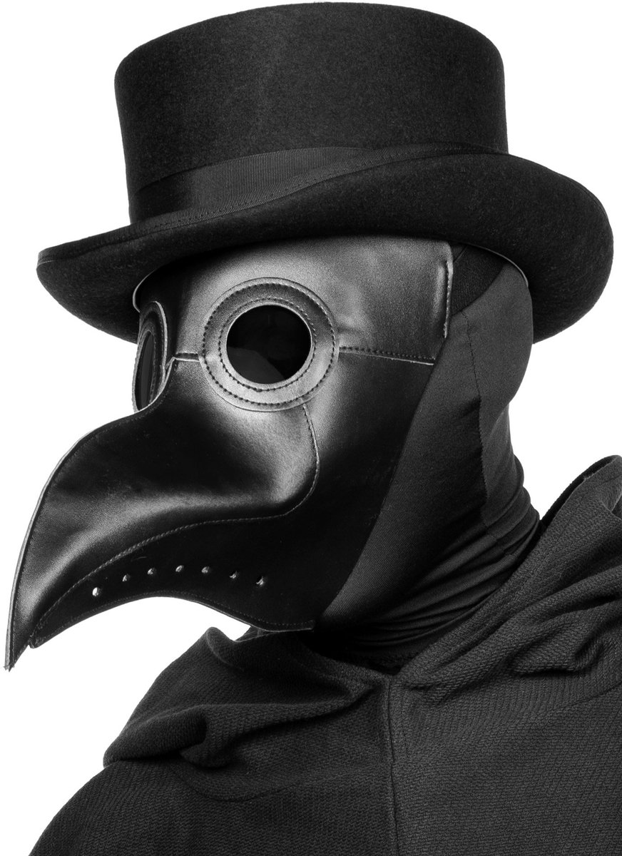 Zwarte pestdokter masker van kunstleer - Kunstleer Halloween
