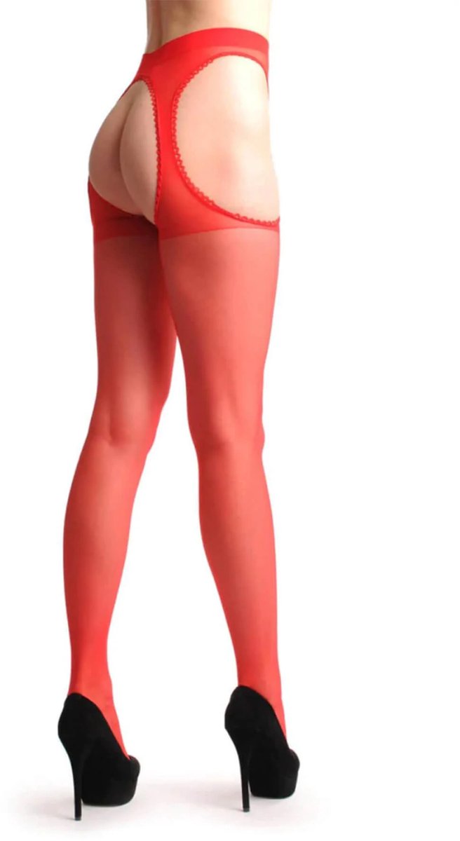 Rode panty met Kantdetails en Open Rug - Elegant Fantasie Ondergoed voor Dames XS tot XL