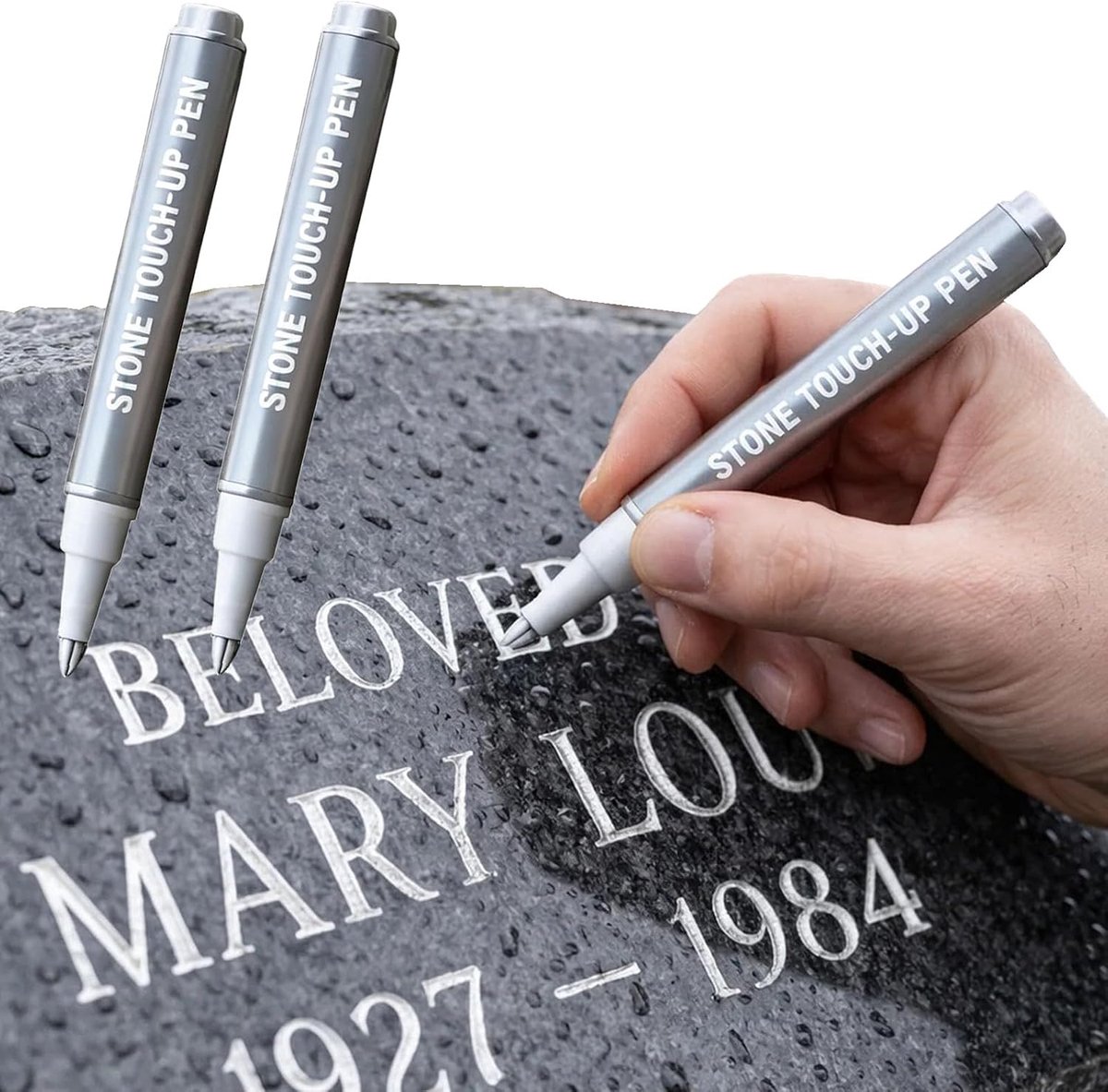 Grafsteen marker 2 stuks - gouden gravestone highlighter - voor het herstellen van inscripties - ShopVlot