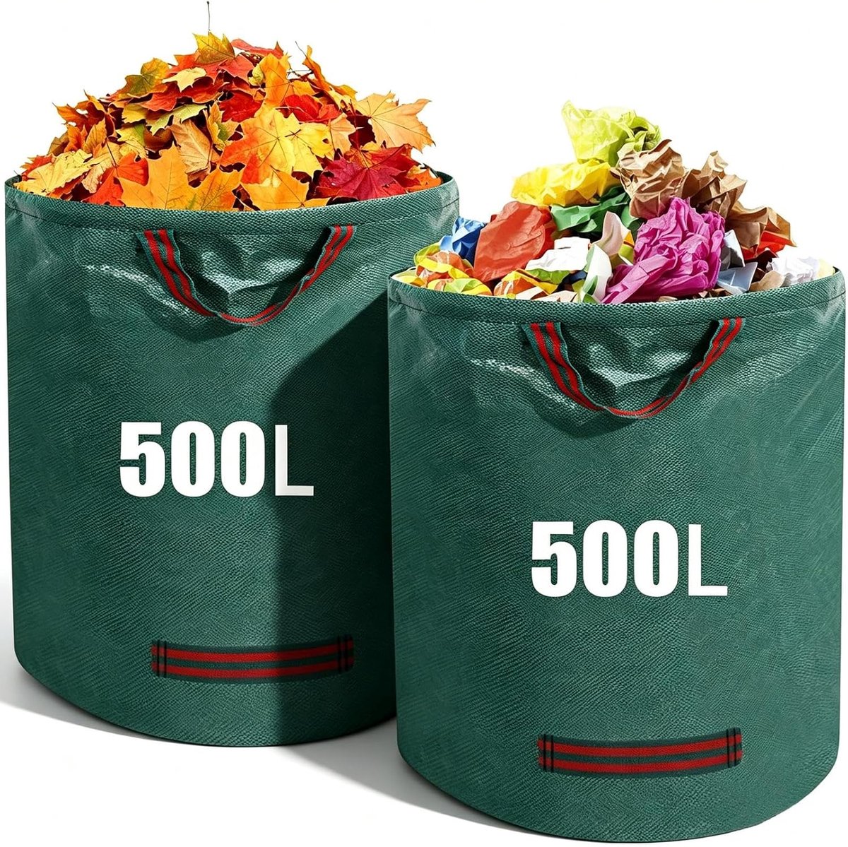 Tuinafvalzakken 500L - Herbruikbare groene vuilniszakken - Handvatten voor gemak - Ideaal voor bladeren - ShopVlot