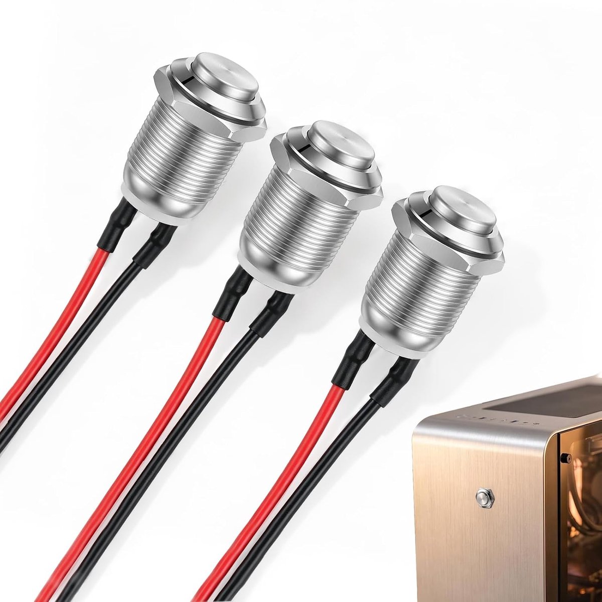Drukknop schakelaars 3pcs - RVS 12mm - Waterdicht - Betrouwbare aan/uit schakelaar - ShopVlot