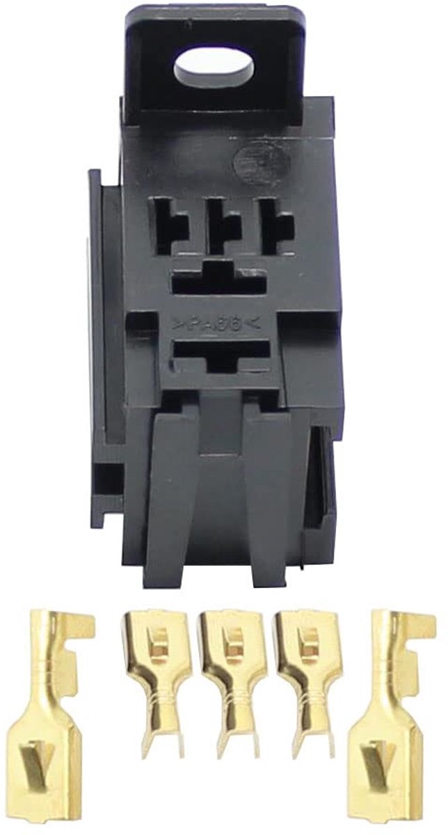 SnelShoppen - Relay Socket met Klemmen, 30 A, 5-Pin, Voor Auto, Vrachtwagen, Voertuig, Relay, Behuizing Houder, Set van 5