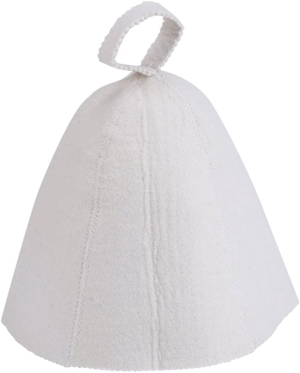 Saunahat 22cm - Vilt - Wit - Hoofdbescherming tijdens sauna - ShopVlot