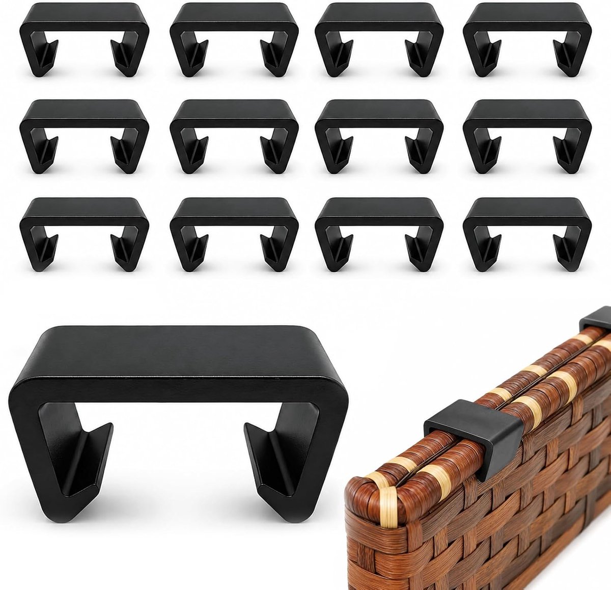 Bankverbinders 12 stuks - rotan meubelclips - zwart - voorkom wegglijden - ShopVlot