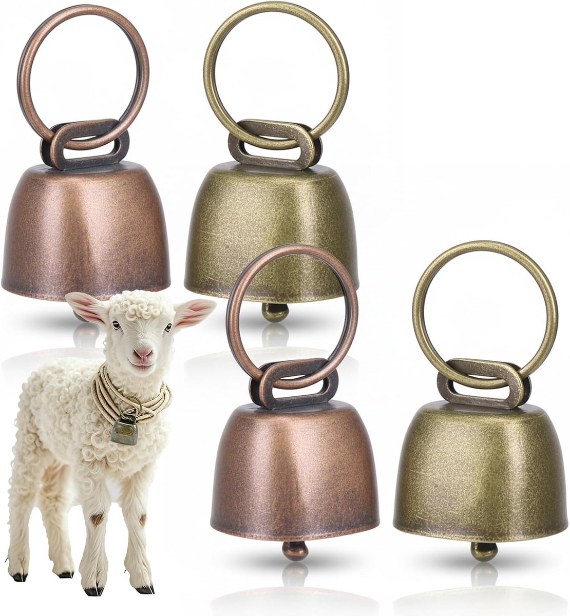Antieke metalen belletjes 4 stuks - Koper - Weerbestendig - Ideaal voor huisdieren - ShopVlot