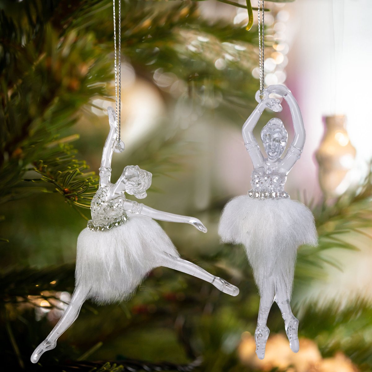 Kerstversiering - acryl balletdanseres - 14 x 4 x 4 cm - 2 stuks / verpakking 1 Stuks [58512]