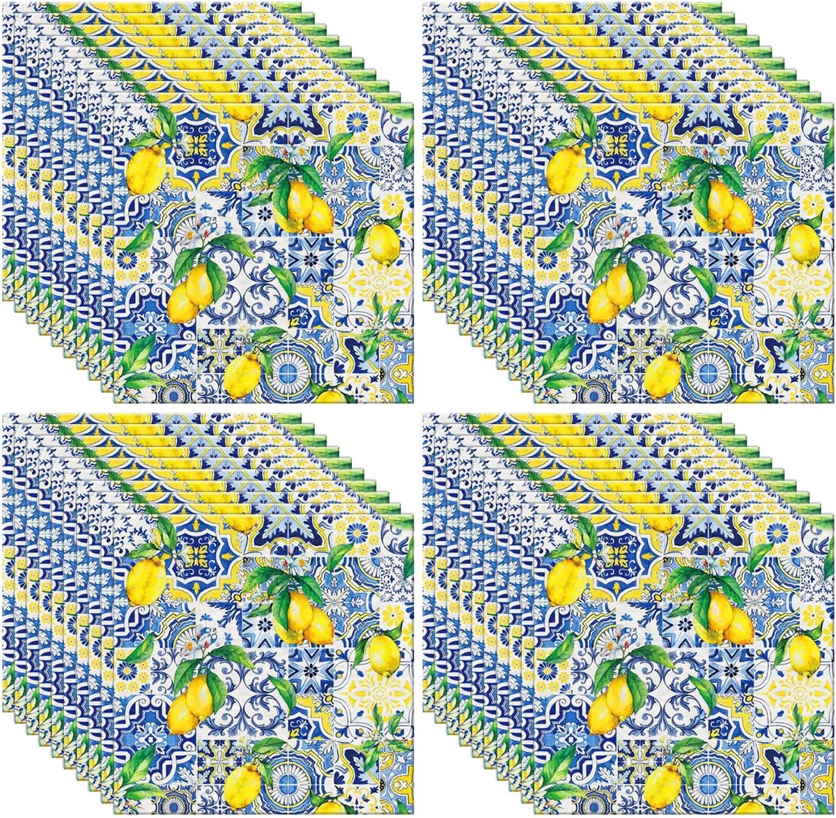 Luiertas 40 stuks - citroenprint - vintage patroon - tafelversiering voor feestjes - ShopVlot