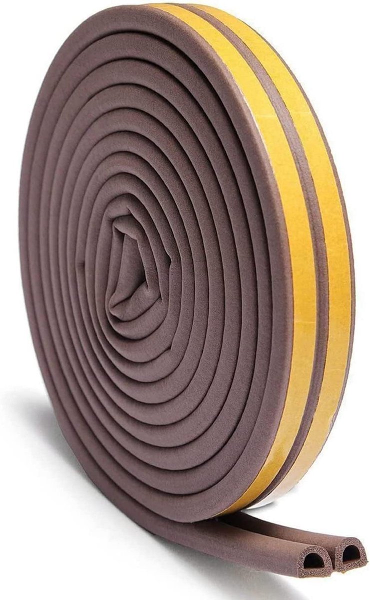 Draught Excluder Tape 9mm - Zelfklevend Schuimrubber - Weerbestendig - Optimale Koude- en Geluidsisolatie - ShopVlot