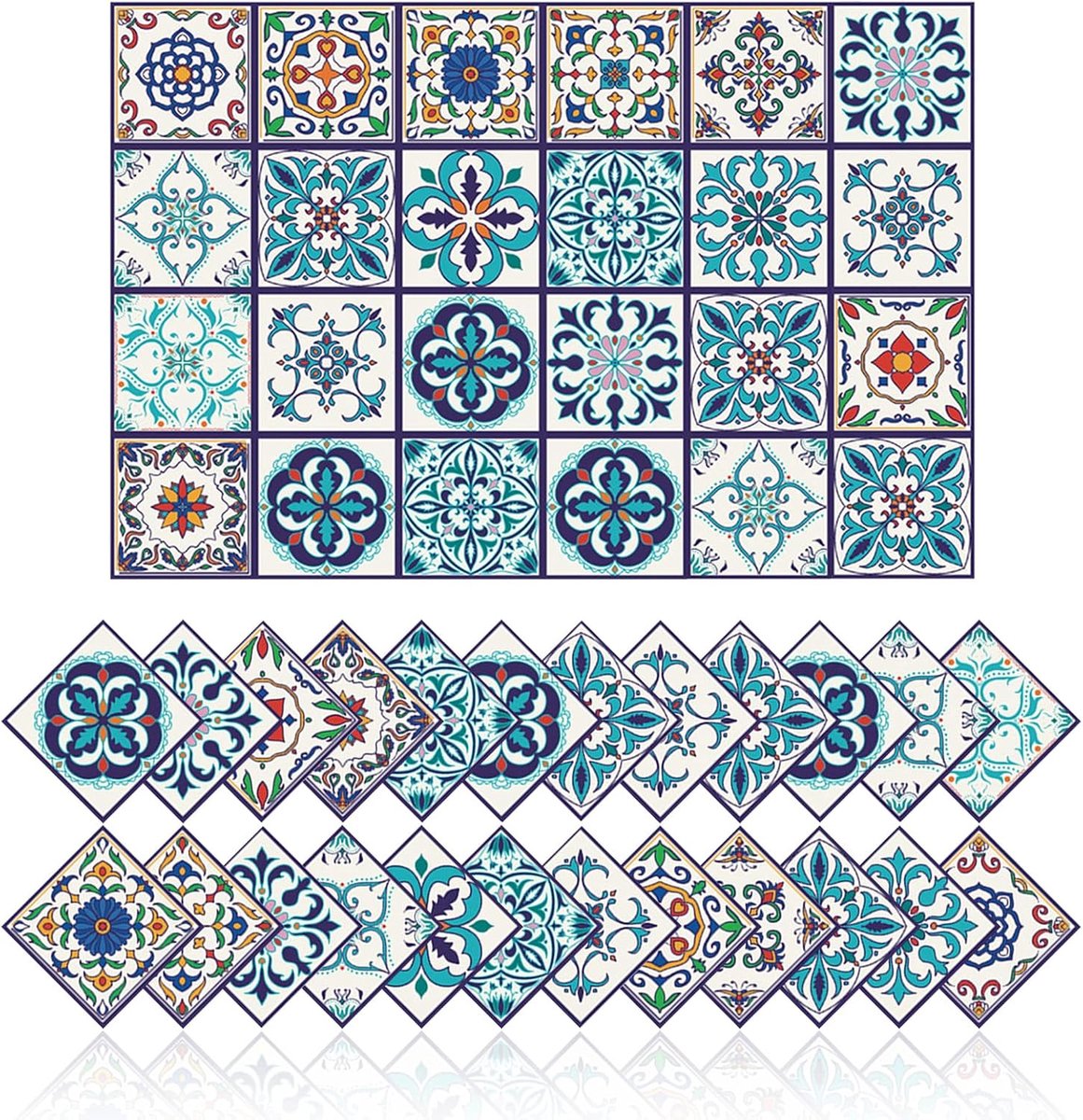 Tegelstickers 24 Stuks - Vintage Design - Waterdicht PVC - Voor badkamer en keuken - ShopVlot