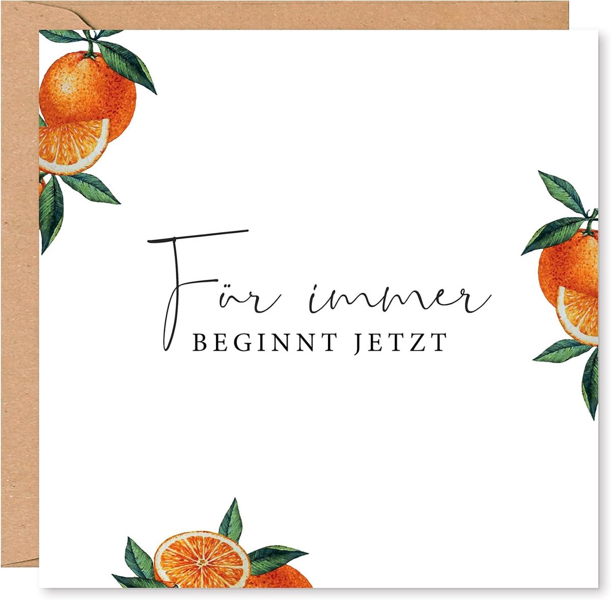 Bruiloftskaart 15 x 15 cm - sinaasappelbloesems - voor altijd - perfect huwelijkscadeau - ShopVlot