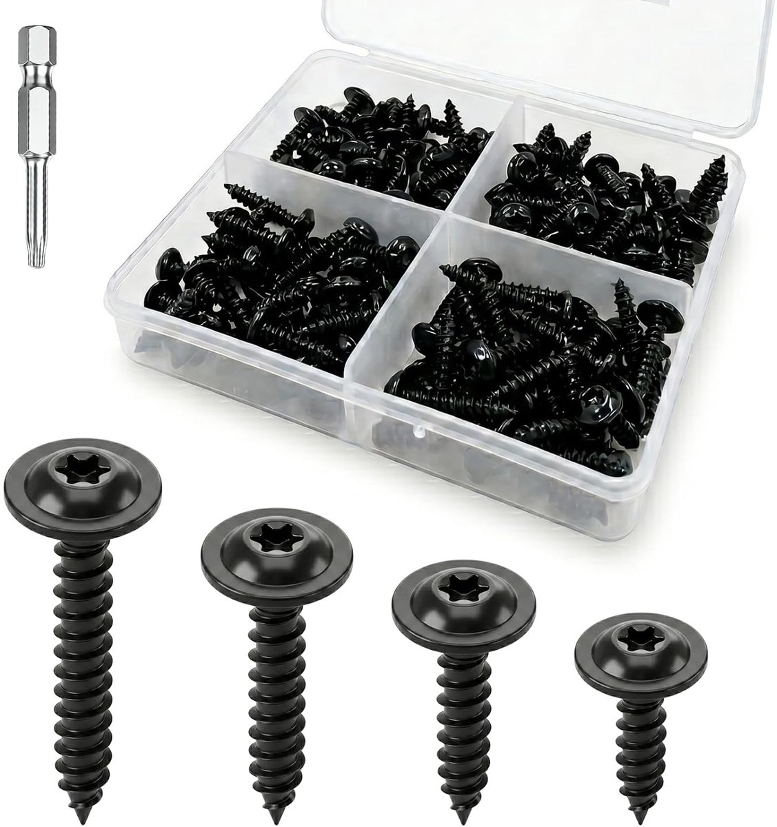 Houtschroeven set 120 stuks - M4 Torx zwart - duurzaam materiaal - perfect voor houtverbindingen - ShopVlot