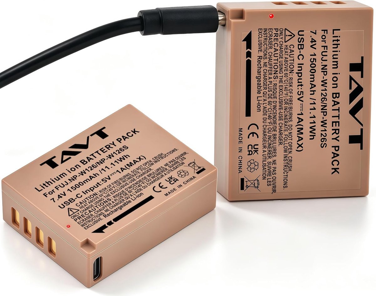 Batterij NP-W126 Pack van 2 - Type C oplaadpoort - Geschikt voor Fujifilm camera's - Altijd opgeladen dichtbij - ShopVlot