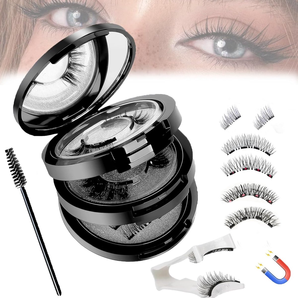 Magnetische Wimpers - 3D Wimperset - Fluffy en Natuurlijke Look - Herbruikbaar en Comfortabel - ShopVlot