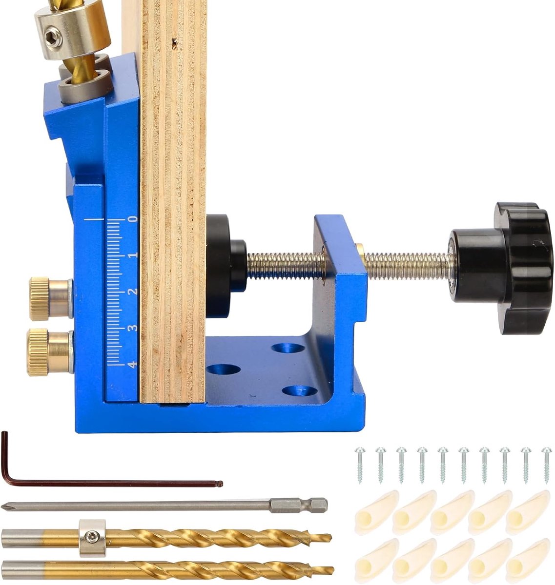 Pocket-Hole Jig Kit - Metalen pocket schroef jig systeem - Verstelbare boorgidsen - Precisie houtbewerking gereedschap - ShopVlot