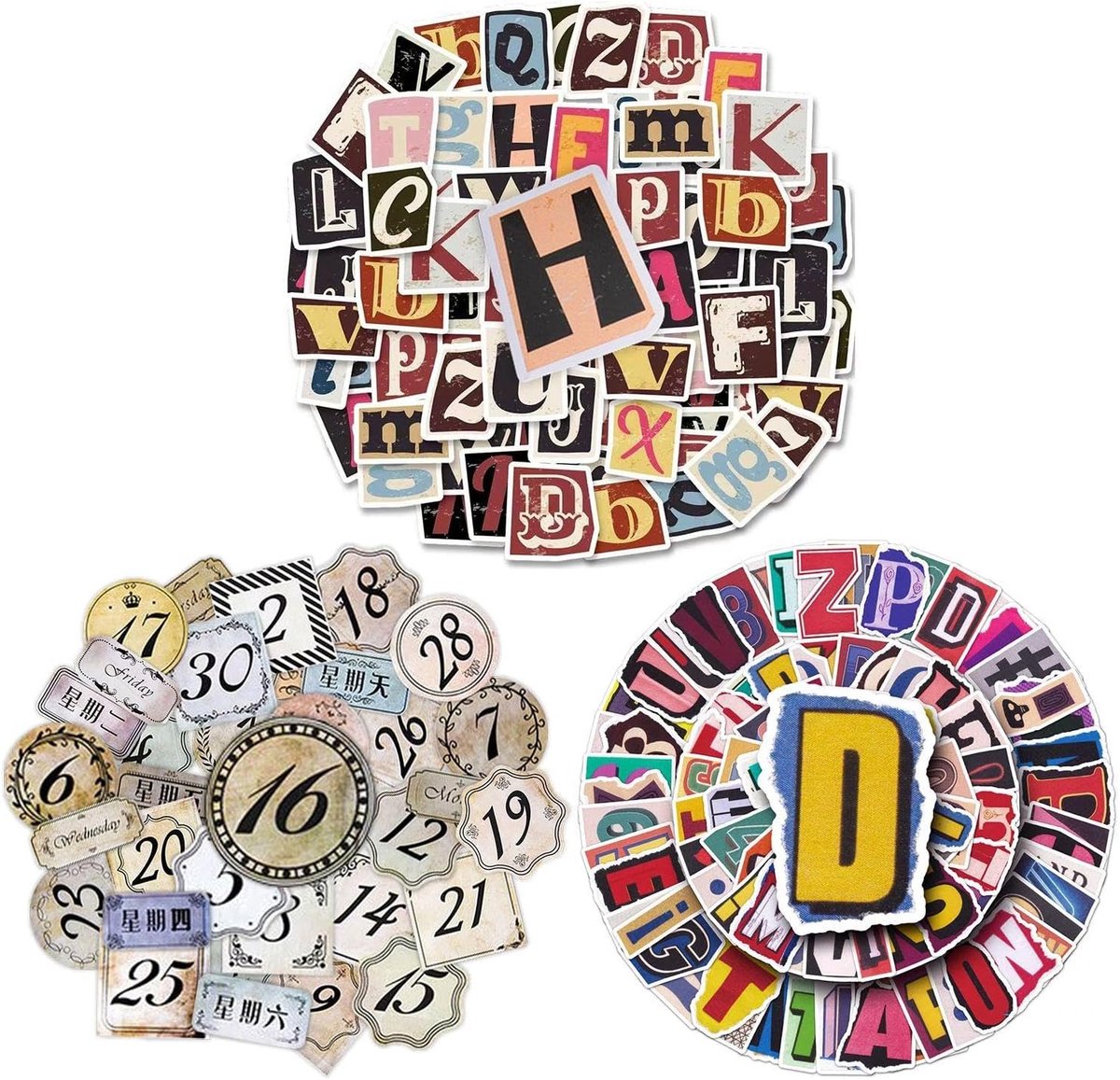 Letterstickers 197 stuks - Retro ontwerp - Zelfklevend materiaal - Perfect voor decoratie - ShopVlot