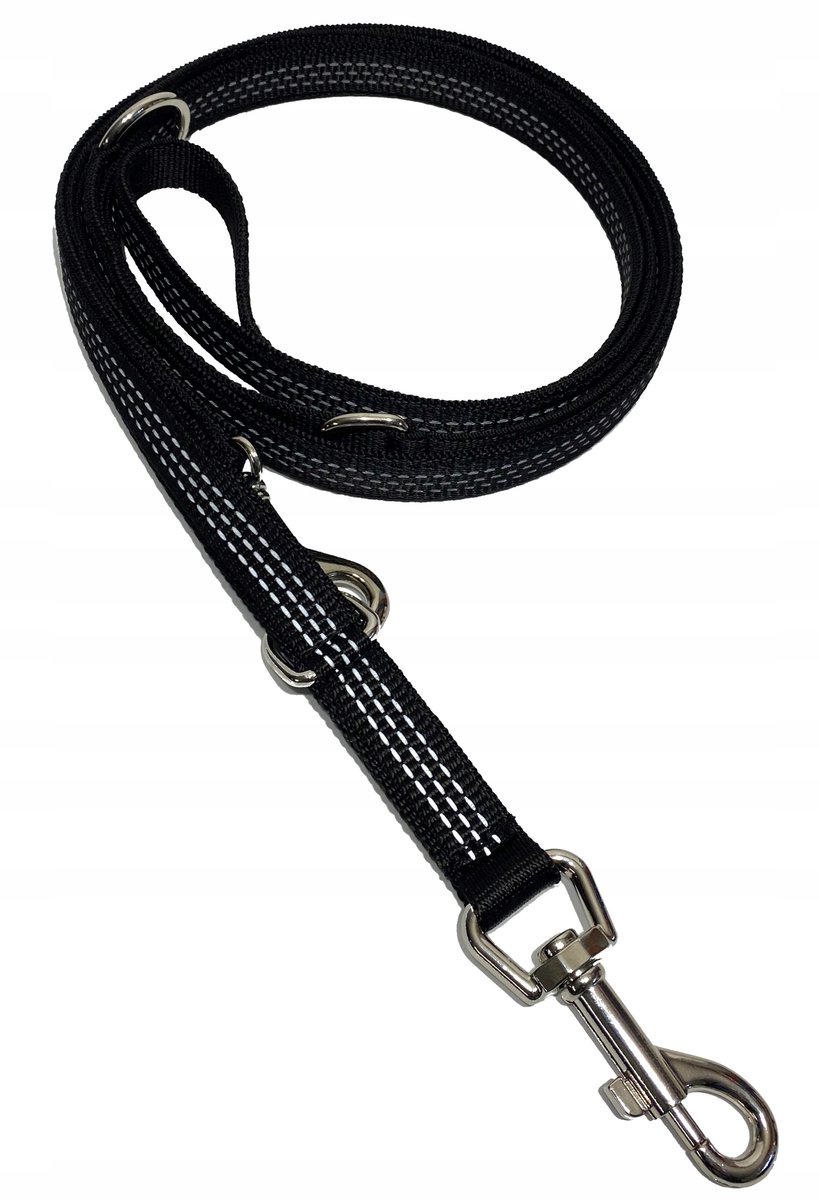 Sterke Reflecterende Hondenriem, 2.65m x 20mm, Dubbel Band, Zwart