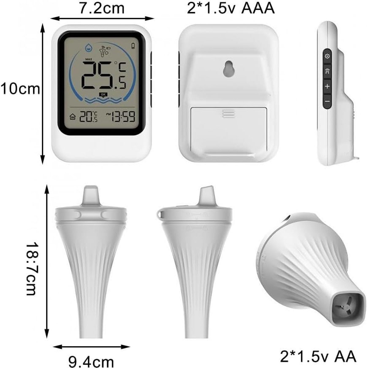 Zwembadthermometer - Drijvende thermometer - Water temperatuur meten - IP68 waterdicht - 100 meter bereik - Zoals afgebeeld